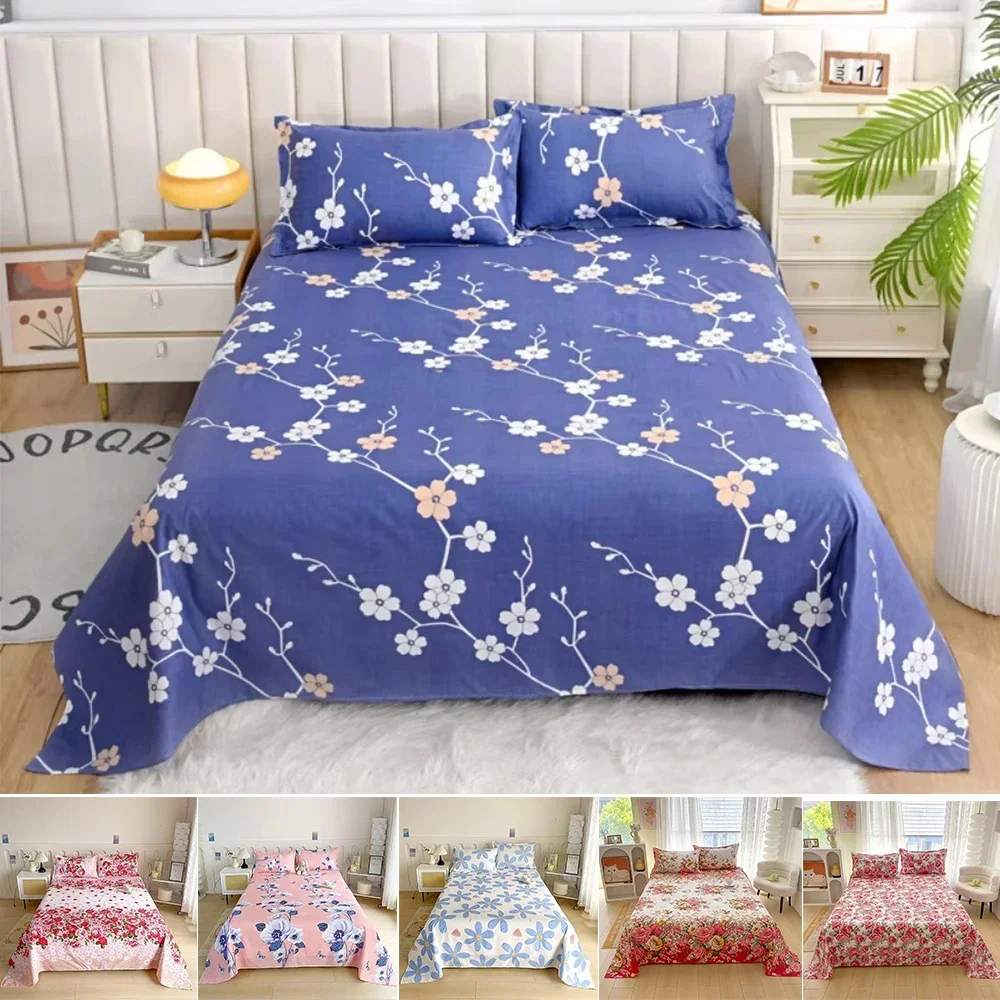 Bed Sheet Full Sets Flower Printed Flat Bed Sheets Sabanas Cama Individual Single/Queen/King Bedsheets for Double Bed Top Sheet 3