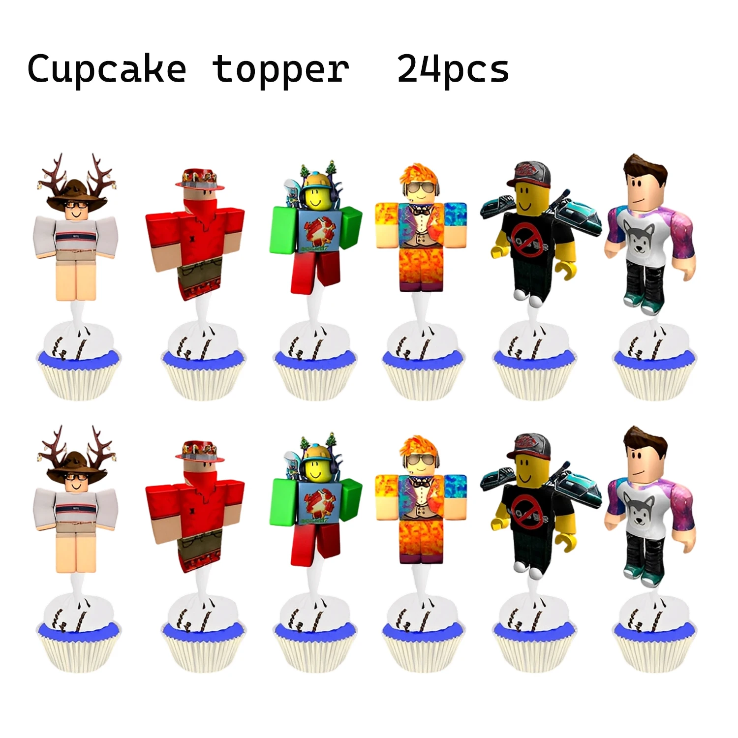 Roblox Taart Toppers Set - Cupcake Decoraties voor Kinderfeestje
