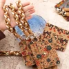 Cork Card Bag Women's Card Bag Silicone Beaded Wrist Strap Keychain Printed Coin Purse Pendant Keychain 6