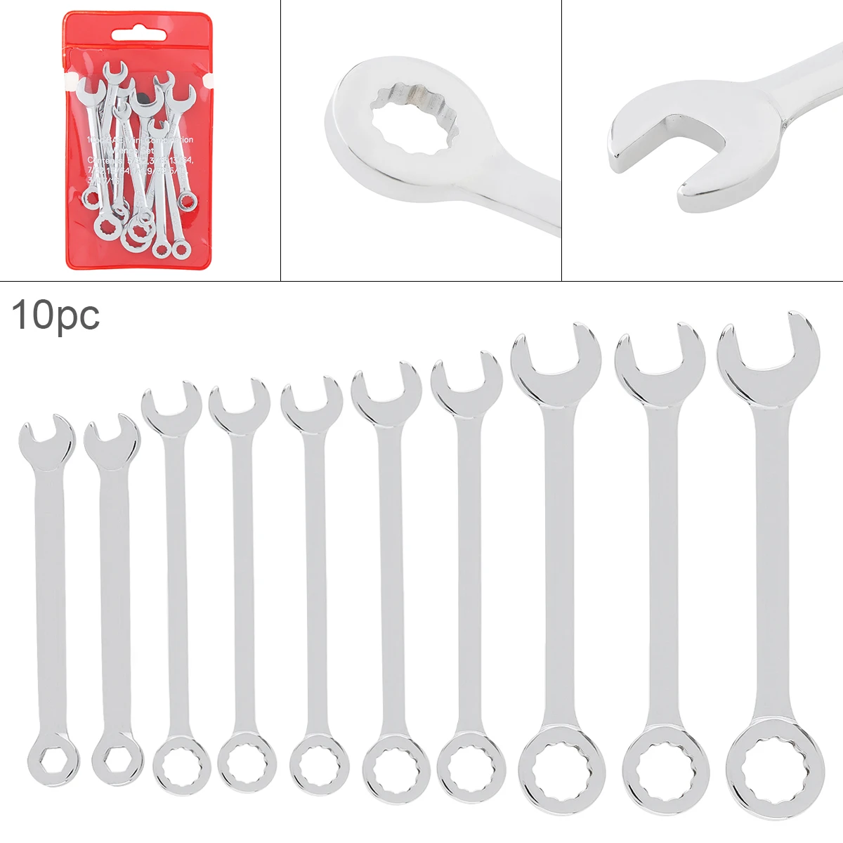 

10pcs / set 4-11mm Mini Portable Opening Head Wrench Plum Blossom End Steel Dual-use Spanner Imperial Tool for Home Repairing