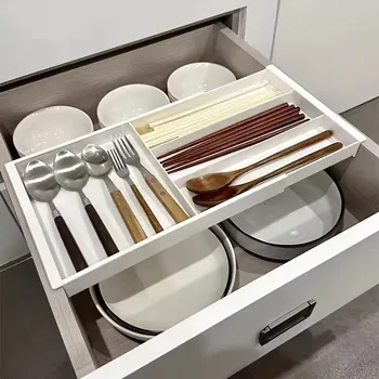 Organizzatore per cassetti per posate Organizzatore per posate espandibile Vassoio per utensili per cucina Vassoio per posate regolabile Portaposate 1