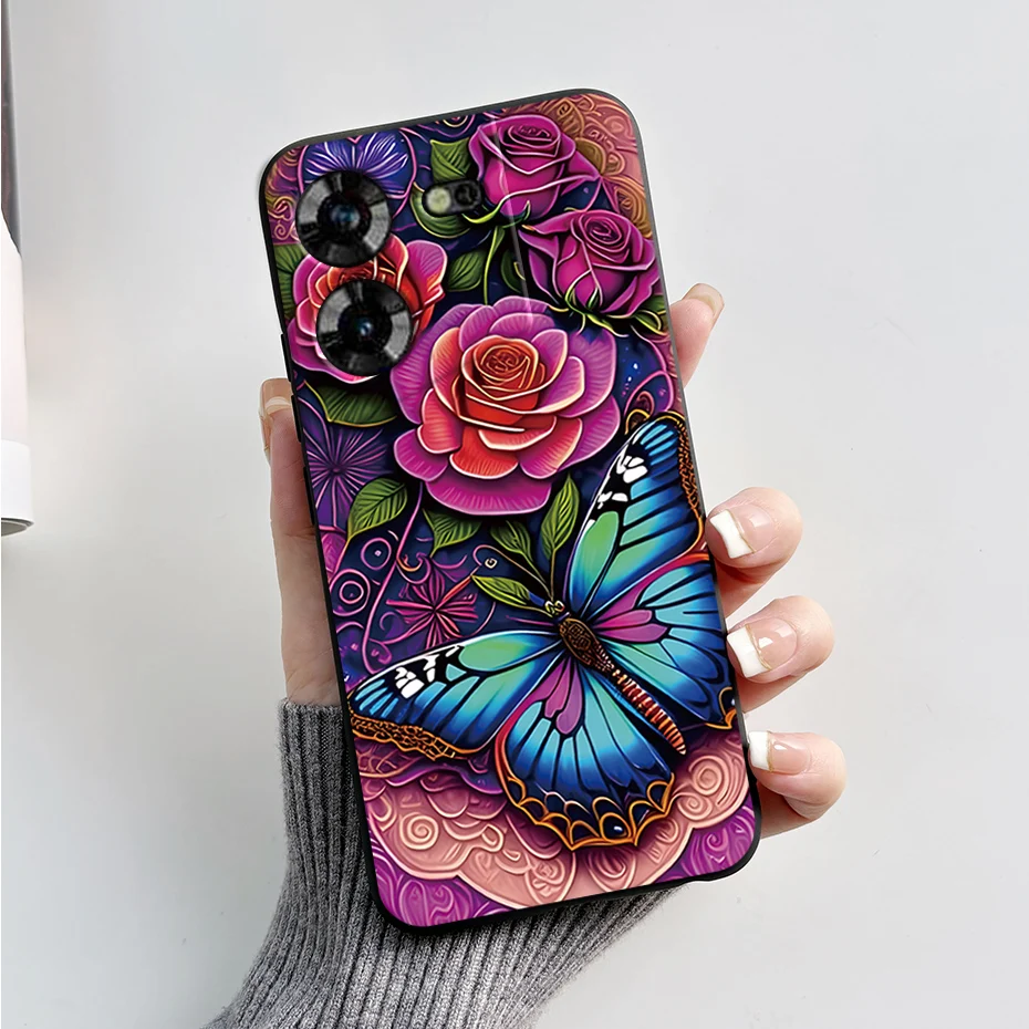 Stylish Black Silicone Phone Case with Pattern - Slim and Soft  Cover