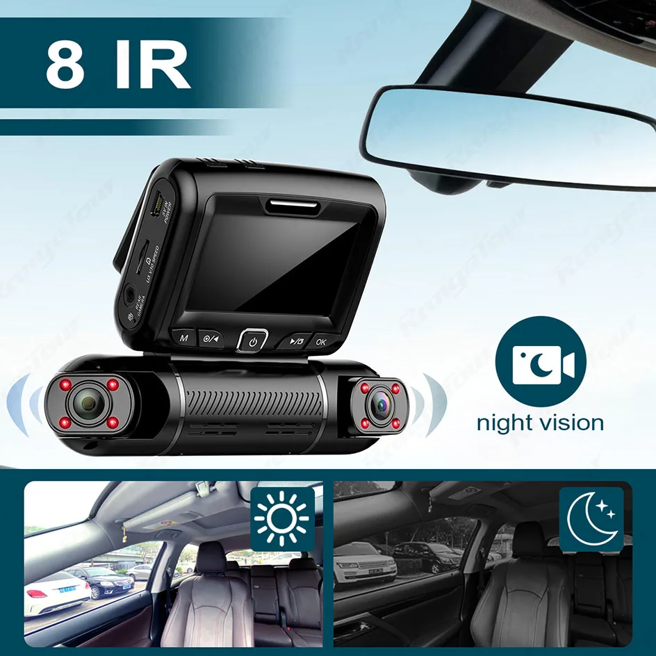 Nueva pantalla de 4 pulgadas Visión nocturna coche DVR HD 1080p Grabadora  de vídeo Cámara dual frontal y posterior Dashcam 3 lente Dash Cam - China  Cámara de estacionamiento, triple lente