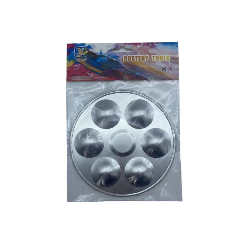 Aluminum Fine art painting palette Round 6-well gouache paint palette Painting palette 5