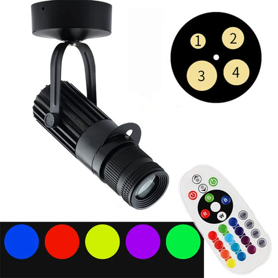 RGB Changeable LED Track Light Adjustable Focus LED Spotlight Stage RGB Ceiling Light Projection Display Background Wall Lamps 5