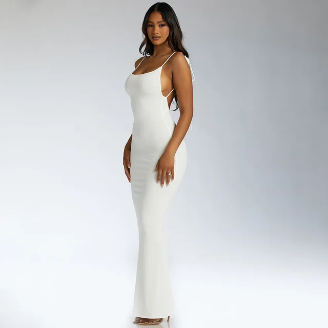 Y2k Backless Summer Sexy Halter Dress Evening Women Exotic Sleeveless Skims  Clubwear Black Elegant Long Dresses White Dress - Dresses - AliExpress