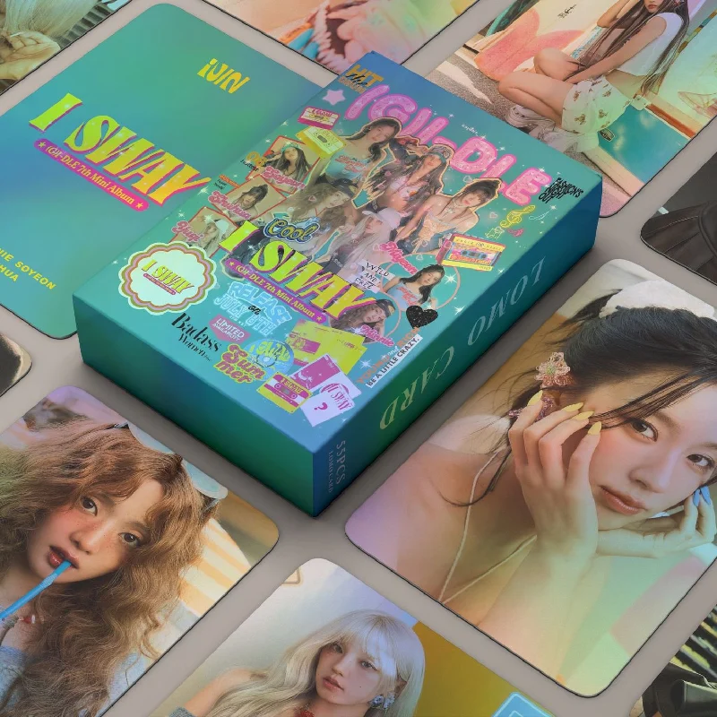 Kpop Idol (G)I-DLE I SWAY Lomo Laser Card 55Pcs/Set Photocards GIDLE MiYeon Minnie YuQi ShuHua HD Printd Postcards Fans Gift