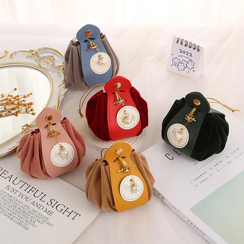 Luxury Flocked Leather Velvet Drawstring Candy Bags – Elegant Sachet Pouches for Christ... - SKU CFB01614 - UGI Packaging