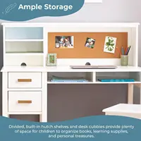 Kids Wooden Desk & Chair Set with Hutch Storage Shelves Drawers Corkboard Study Workstation for Bedroom, Customized 5