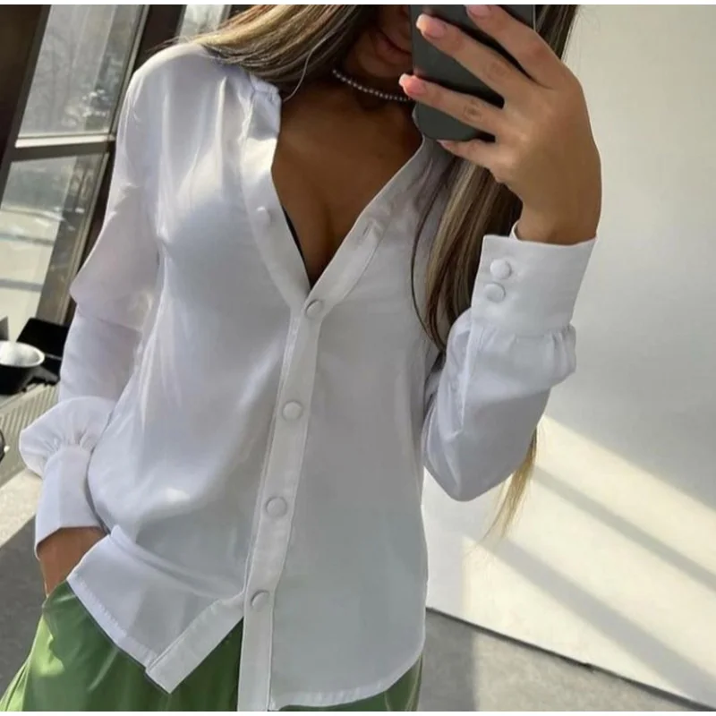 yellow pant suit Solid Pants Sets Women Sexy Casual Blouse Top And Zipper Fly Shorts Set Female Long Sleeved V Neck Shirt Pu Short Suit Summer women's sweat suits sets