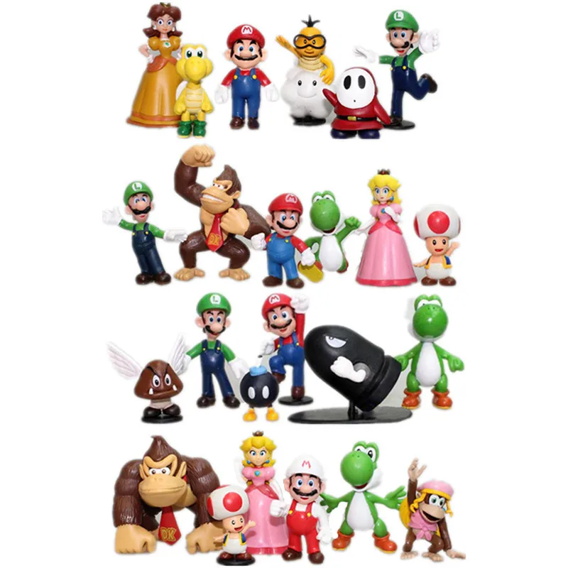 

Super Mario Bros. PVC Anime Figure Toys Dolls Model 6pcs/set Collectible Puppets Action Desktop Decoration kids birthday gifts