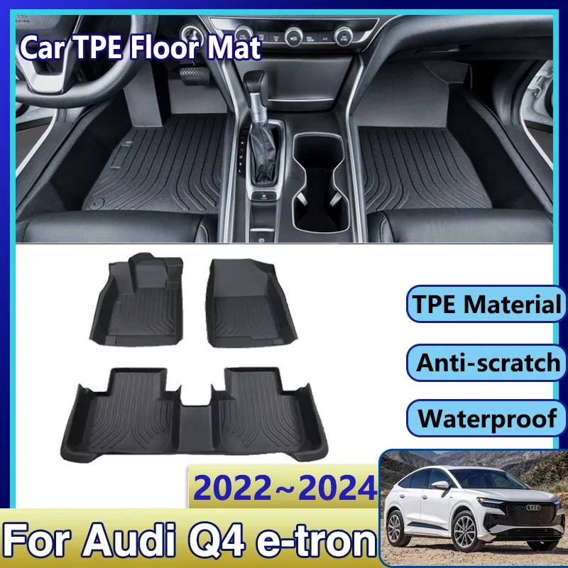 

For Audi Q4 E-TRON 2023 Accessories 2022 2024 Car TPE Floor Mats Dirt-resistant Waterproof Mud Carpet Foot Pads Full Set Tappeto