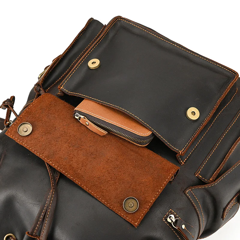 Leather Backpack Travel Pioneer™ - Dark Brown