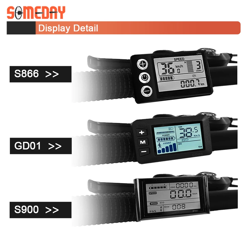 Electric Bicycle 36V/48V 17A 26A 30A 3 Model Sinewave Controller S866 S900 GD01 LCD Display For 350W500W750W1000W Ebike