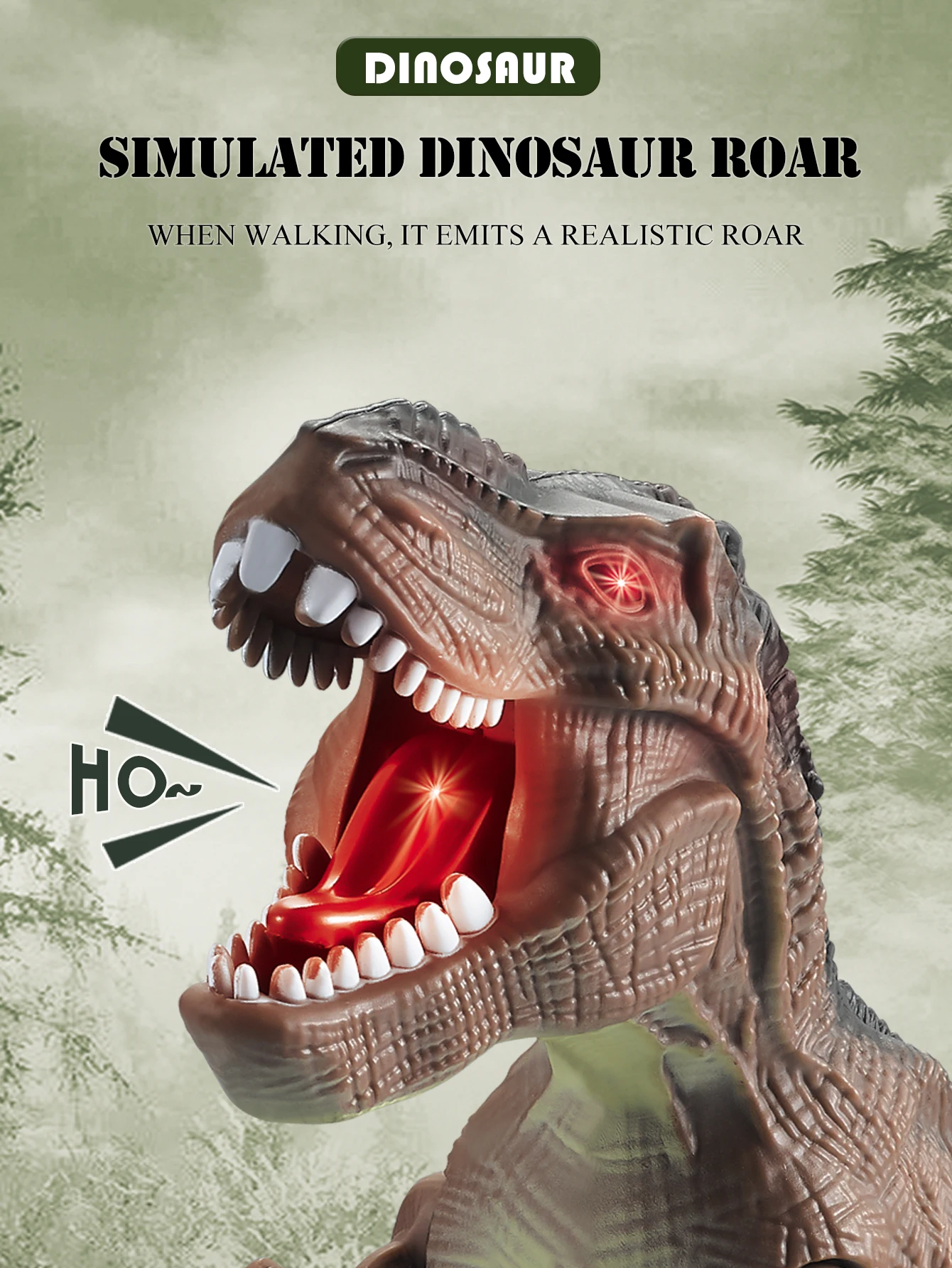 Dinosaur Toys Kids 3+ Electric Audiovisual Dinosaur Model Electronic Walking Robot Toy Not Include Battery