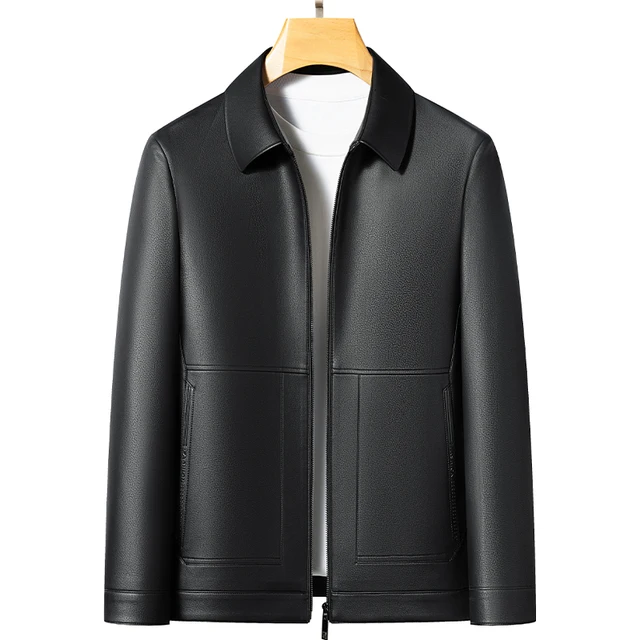 Autumn Men's Natural Leather Business Jacket - Slim Fit Lapel Design