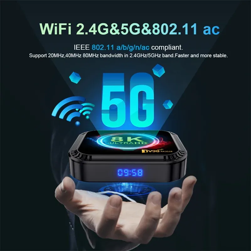 Android 13 8K TV Box RK3528 TV98 ATV HK1 WIFI6 Bluetooth Media Player Set Top Box Consumer Electronics