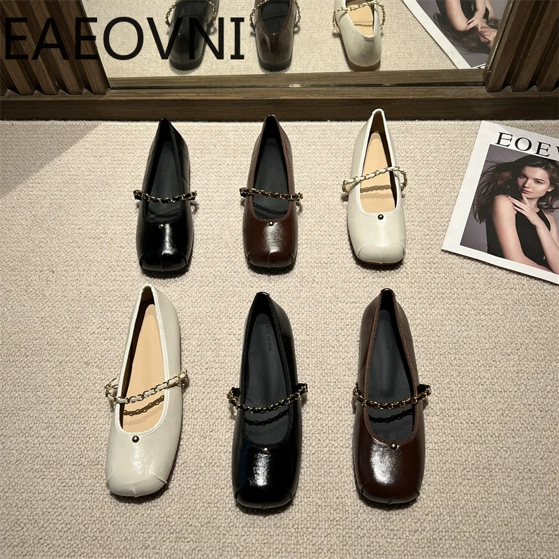 

Женские туфли мэри джейн на цепочке, элегантные туфли на плоской подошве, мягкие женские туфли в уличном стиле, весна 2024