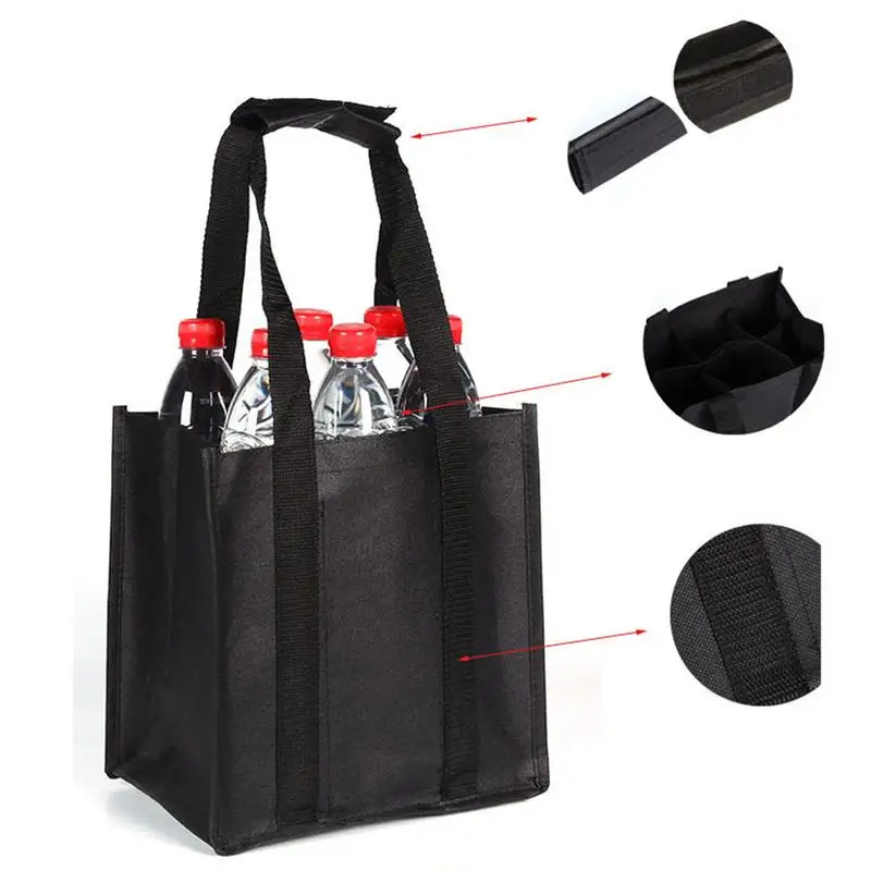 Wine Totes And Carriers Reusable Wine Carrier Bag For Travel Secure Wine Carrying Bag For Travel Wine Bags Sturdy For 6-Bottle