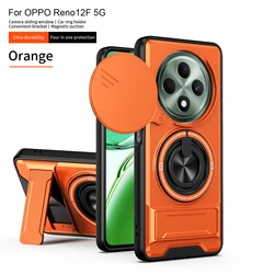 MagSafe Magnetic Fold Holder Military Armor Phone Case with Camera Protection - OPPO Reno12 FS 5G (SJia - Orange)