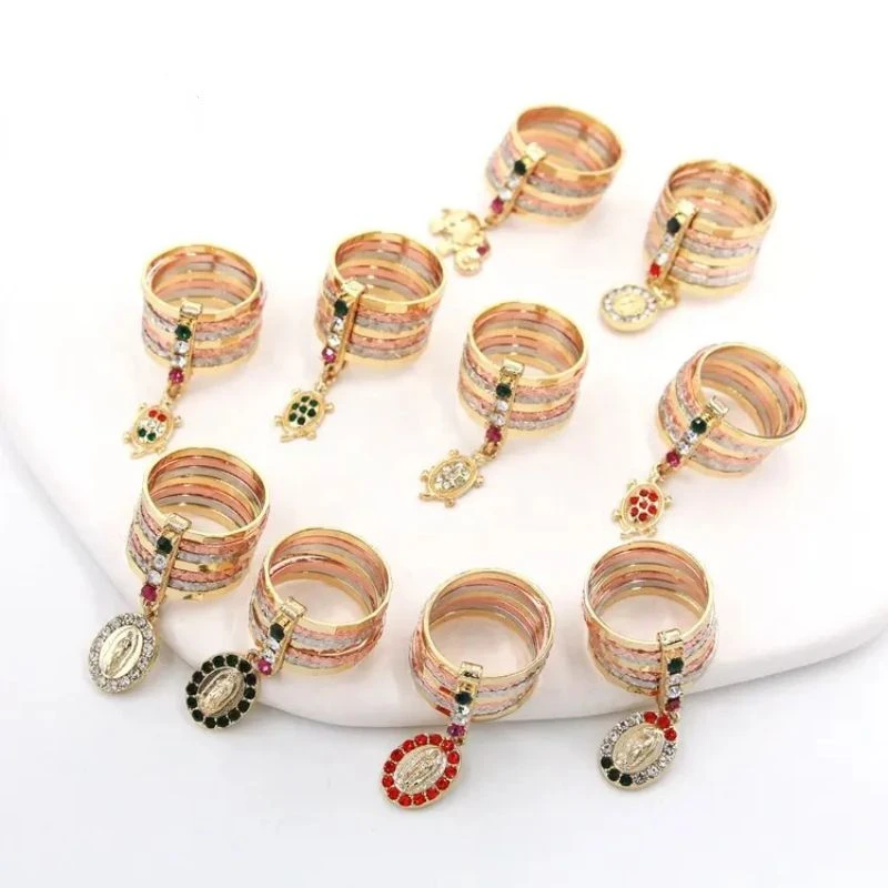 Oro Laminado Tri Color Style 18K Gold Elephant And Turtle Madonna Anello Placcato Oro Per Le Donne Classic Fine Finger Jewelry Gift