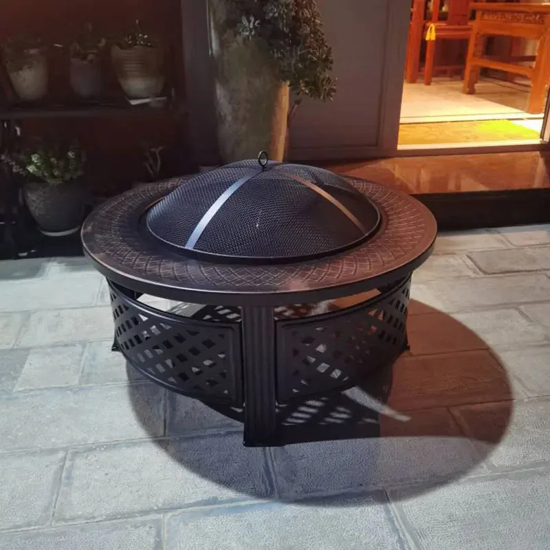 Indoor Charcoal Brazier Grill Stand Home Villa Heating Fire Pits Outdoor Brazier Table Courtyard Barbecue Stove Camping Furnace