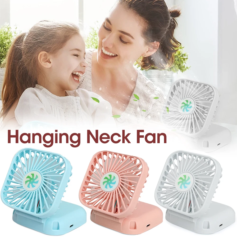 2-IN-1 Hanging Neck Electric Fan with Lanyard Mini Handle Wind Power Cooling  Air Portable USB Office Desktop Fan Outdoor Fans - AliExpress