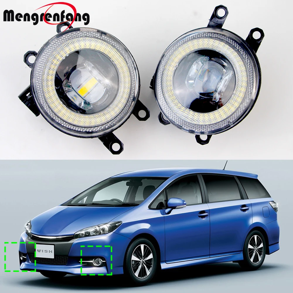 2 Pieces 30W Car Angel Eye LED Fog Light Daylight DRL H11 For Toyota Wish (AE20) II 2009 2010 2011 2012 2013 2014 2015 2016 2017