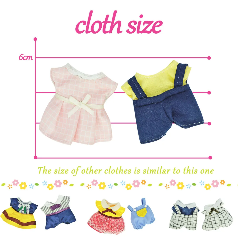 2023 New Dolls Clothes 12 Style Dress Skirt Pants Vest 1/12 Compatible Forest Animal Family Plush Dolls Diy Girl Dress Up Toys 6