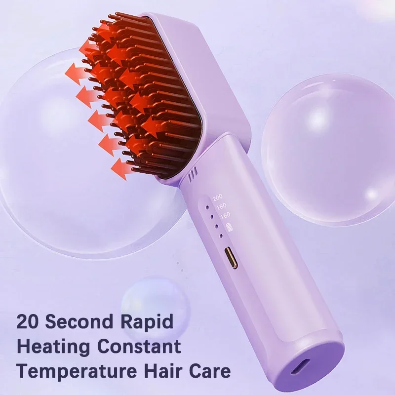 Wireless Hair Straightener Heating Negative Ion Straight Curling Hair Comb Rechargeable Anti-scalding Electric Care Brush hair straightener hair straightener brush hair straightener comb