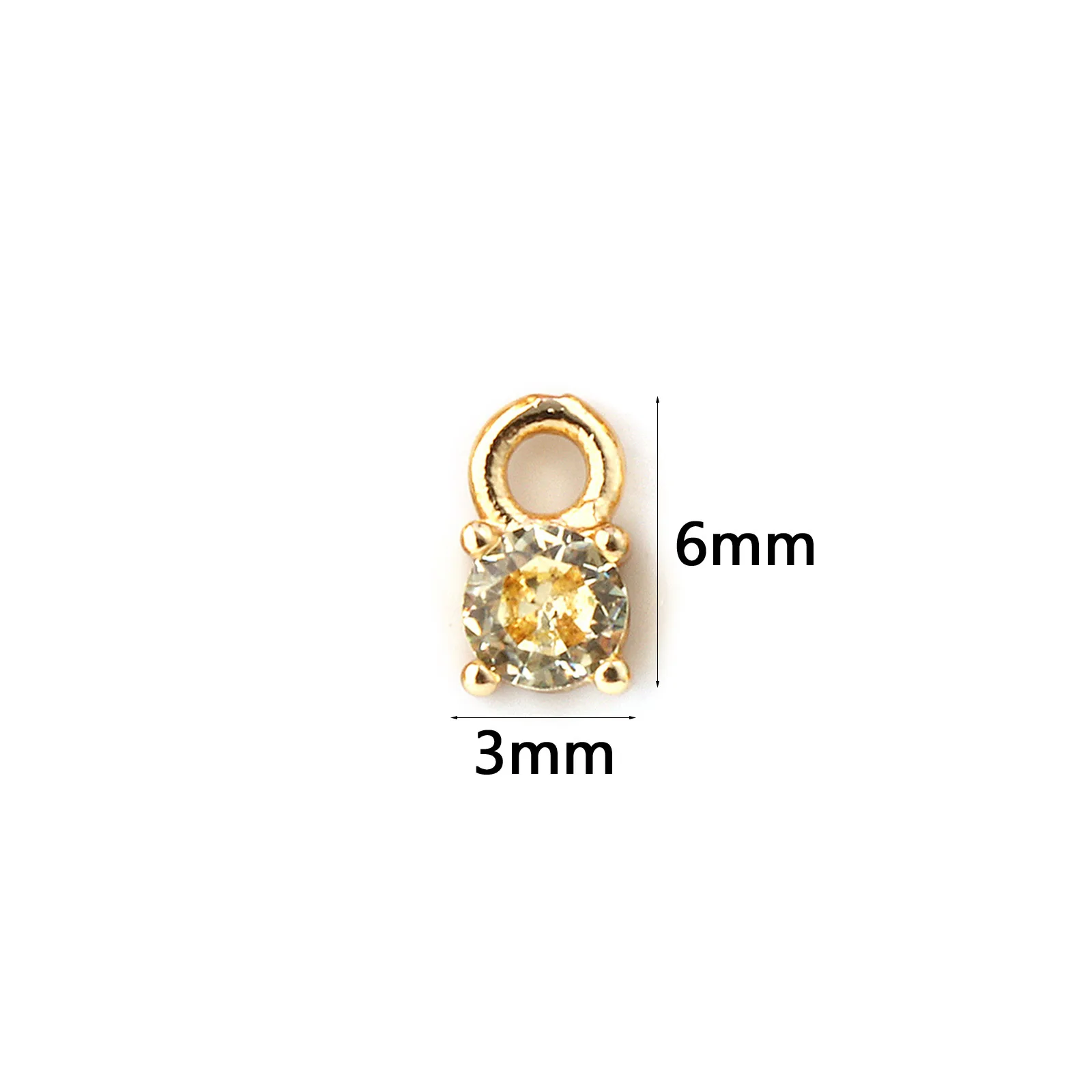 5 Stück Mini-Rundanhänger aus Messing und Zirkonia mit Geburtsstein, 18 Karat vergoldet, Anhänger für die Herstellung von Halsketten und Armbändern, 6 mm x 3 mm – Detail 18