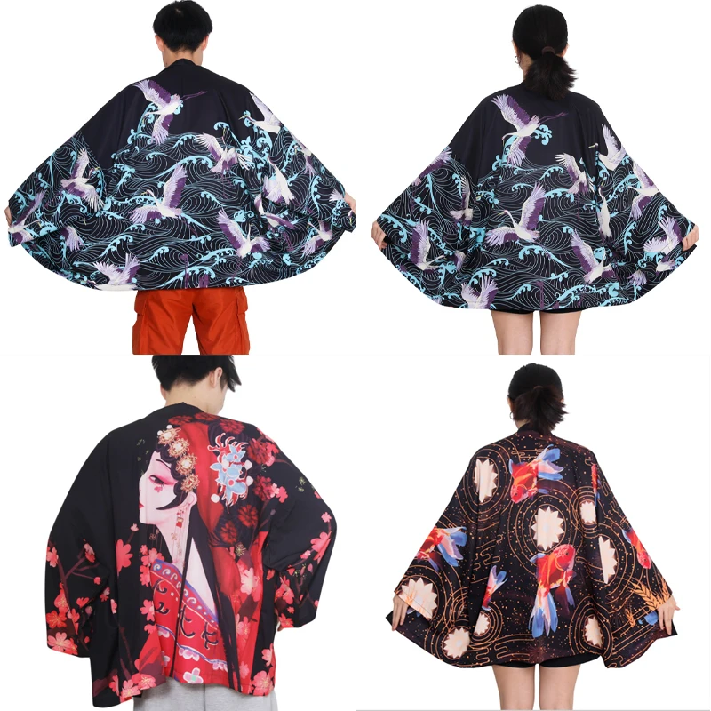 Japanese Kimono Samurai Kimono Man Cartoon Print Shirt Clothing Harajuku Cardigan For Men Women japanese kimono japanese kimono cardigan japanese kimono shirt