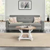 Farmhouse Round Coffee Table,  Wood Tray Top Circle Coffee Table with Storage Shelf Rustic Style 1