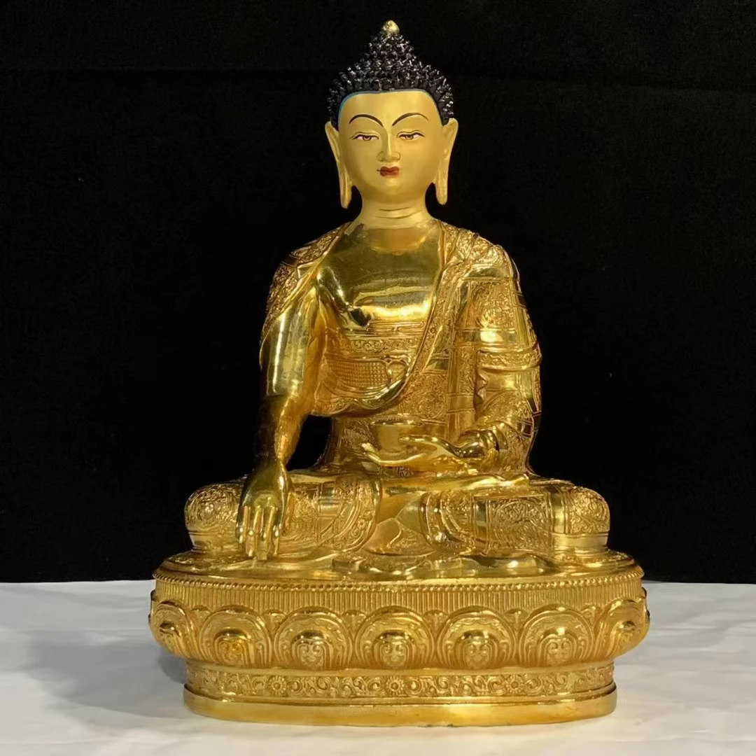 30cm Wholesale Buddha statue gilding COPPER Shakyamuni RU LAI FO