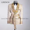 Customized Ornament Tuxedo Men Suits Groom Metallic Embroidered Wedding Dresswear Belt 2 Pieces Sets Male Prom Blazers Outfit 1