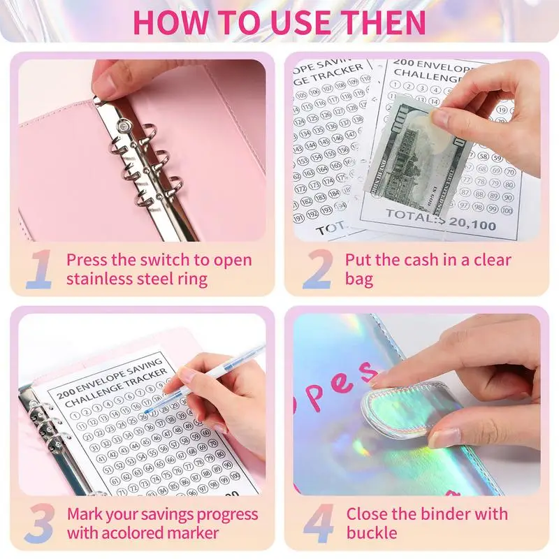 200 봉투 바인더, 예산용 플래너, 저축용 도서 정리함, 저축용 바인더