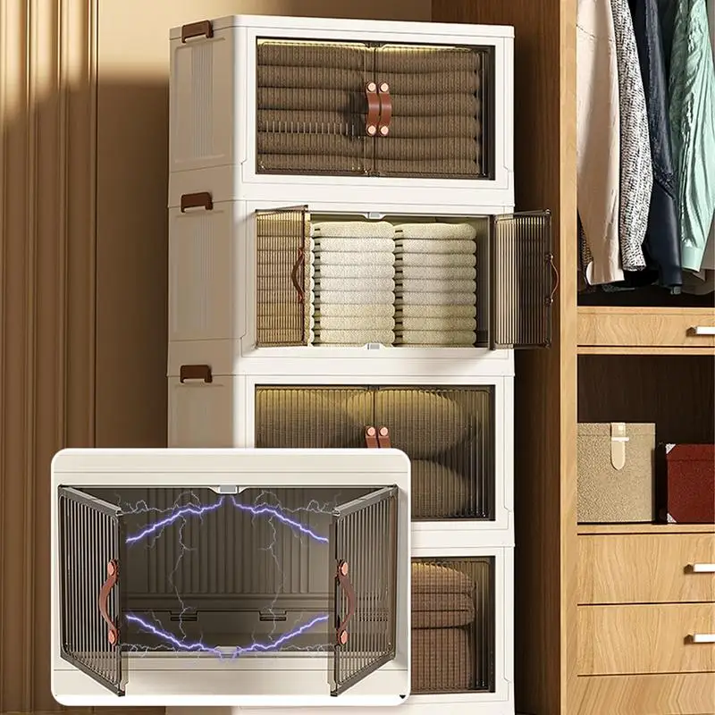 Foldable Stackable Storage Cabinet with Lids