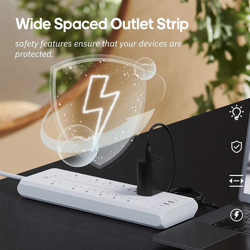 US Plug Power Strip with USB Fast Charging