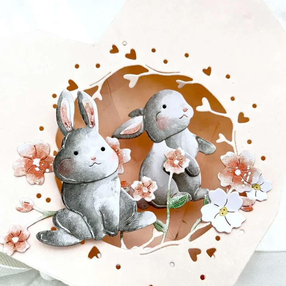 Stencil Per Punzonatura Pasquali In Metallo | Set 5 Forme Coniglio E Uova Per Scrapbooking E Biglietti - 2