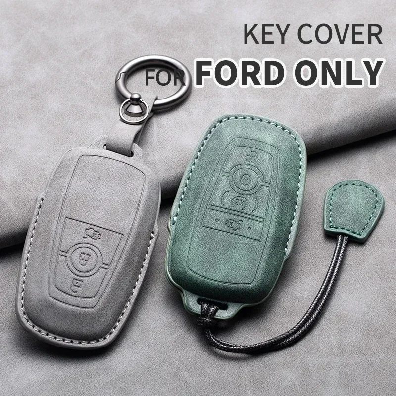 

Leather Car Key Case Cover For Ford Mustang Fusion 2016 2017 Lincoln MKC 2013 MKZ 2017 F150 2016 Ecoboost Explorer 2014 Edge