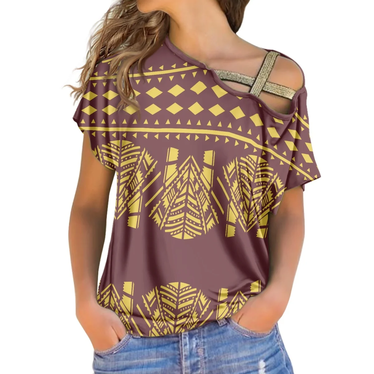 

Футболка женская с открытыми плечами, пикантный Модный повседневный Свободный пуловер с короткими рукавами, лето, 2023