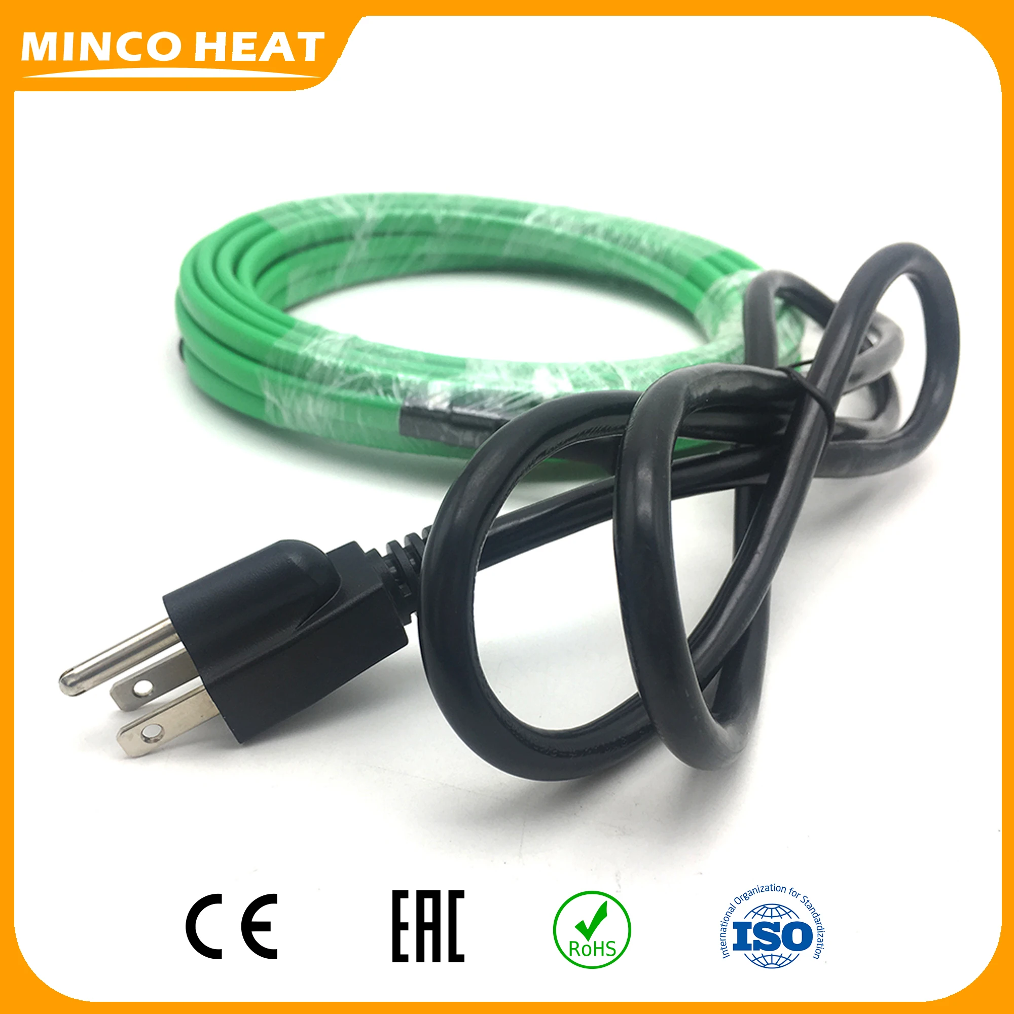 

MincoHeat 17w/m1 ~ 15m Подогрев водопроводной трубы таяние снега саморегулирующийся Электрический нагревательный кабель/фотоэлемент с предварительно собранной вилкой Стандарта США
