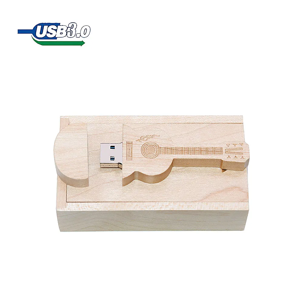 Wood Guitar USB flash drives 128GB Free Custom Logo Pen drive 64GB