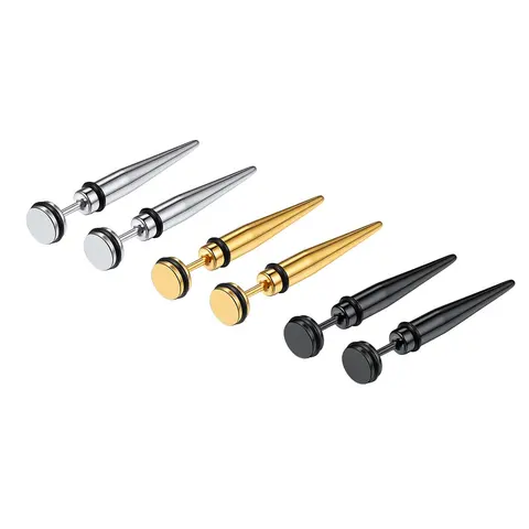 Pairs Black/Silver/Gold Color Punk Style Stainless Steel Spike Hoop Earrings Stud Earrings For Men Women Statement Jewelry