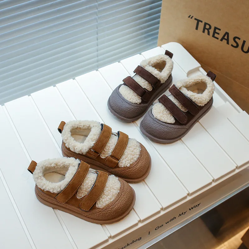 여아용 아기 신발 코튼 슬리퍼, 어린이 봉제 두꺼운 신발 슬리퍼 구두