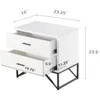 Bedside Table.Set of 2Modern 2-Drawer Nightstand, Contemporary Line Accent End Side Table with Black Metal Base,Distressed White 3