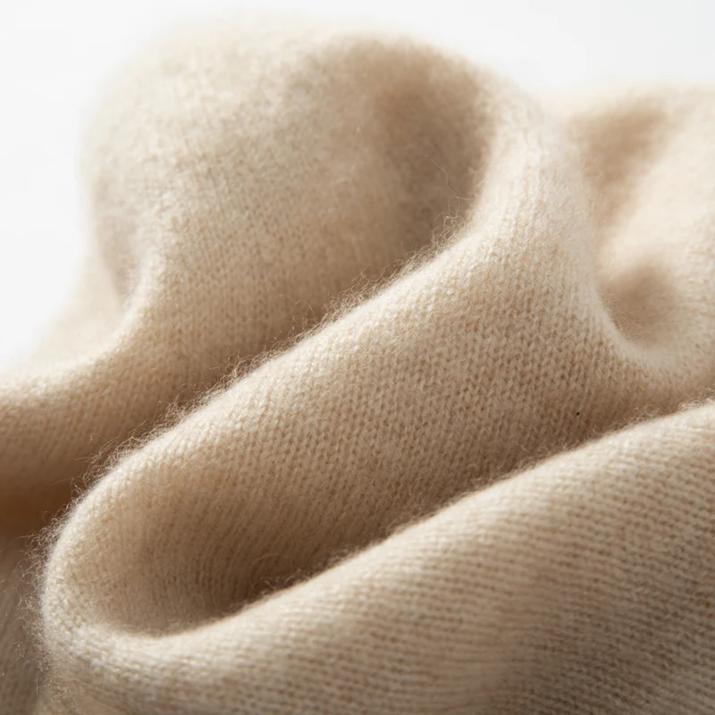 MERRILAMB Beanie-Mütze aus 100 % Kaschmir für Damen und Herren, Winter, hochwertig, für den Außenbereich, dick, warm, 2-lagig, gestrickt, lässig, solide Mützen – Detail 6
