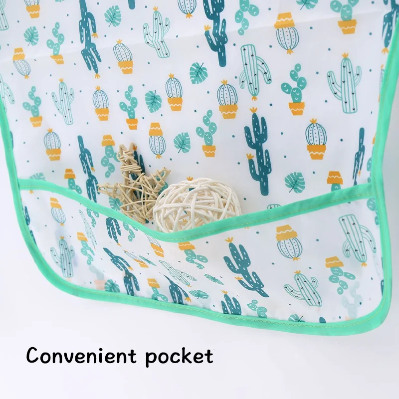Baby Bib Sleeved Baby Bib Cartoon Print Toddler Bib Smock Waterproof Washable Stain and Odor Resistant
