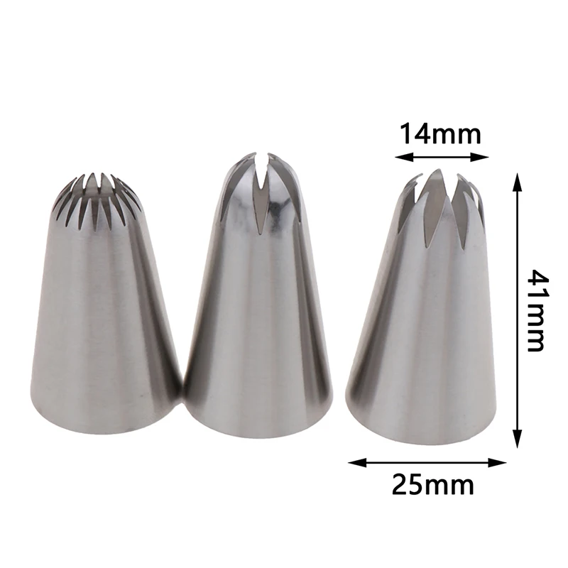 3PCs Cream Cake Icing Piping Cupcake Nozzles Pastry Tips Fondant Cake Decor