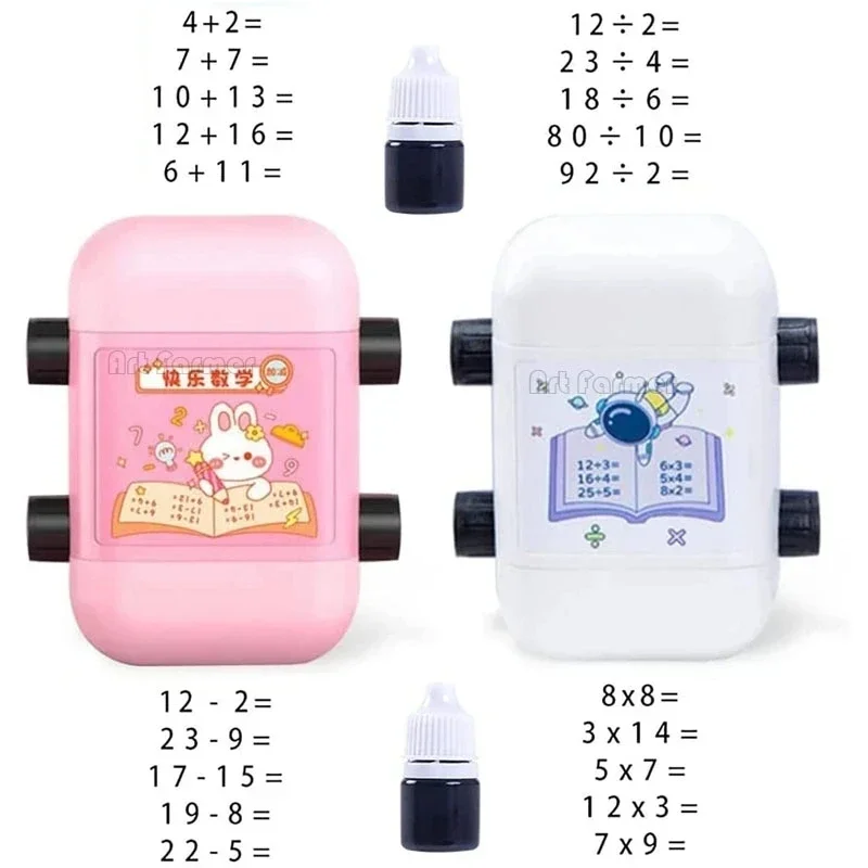 

Math Stamp Roll 2 In 1 Addition Subtraction Multiplication Division Double-Head Teaching Stamp Math Within 100 Roller Question